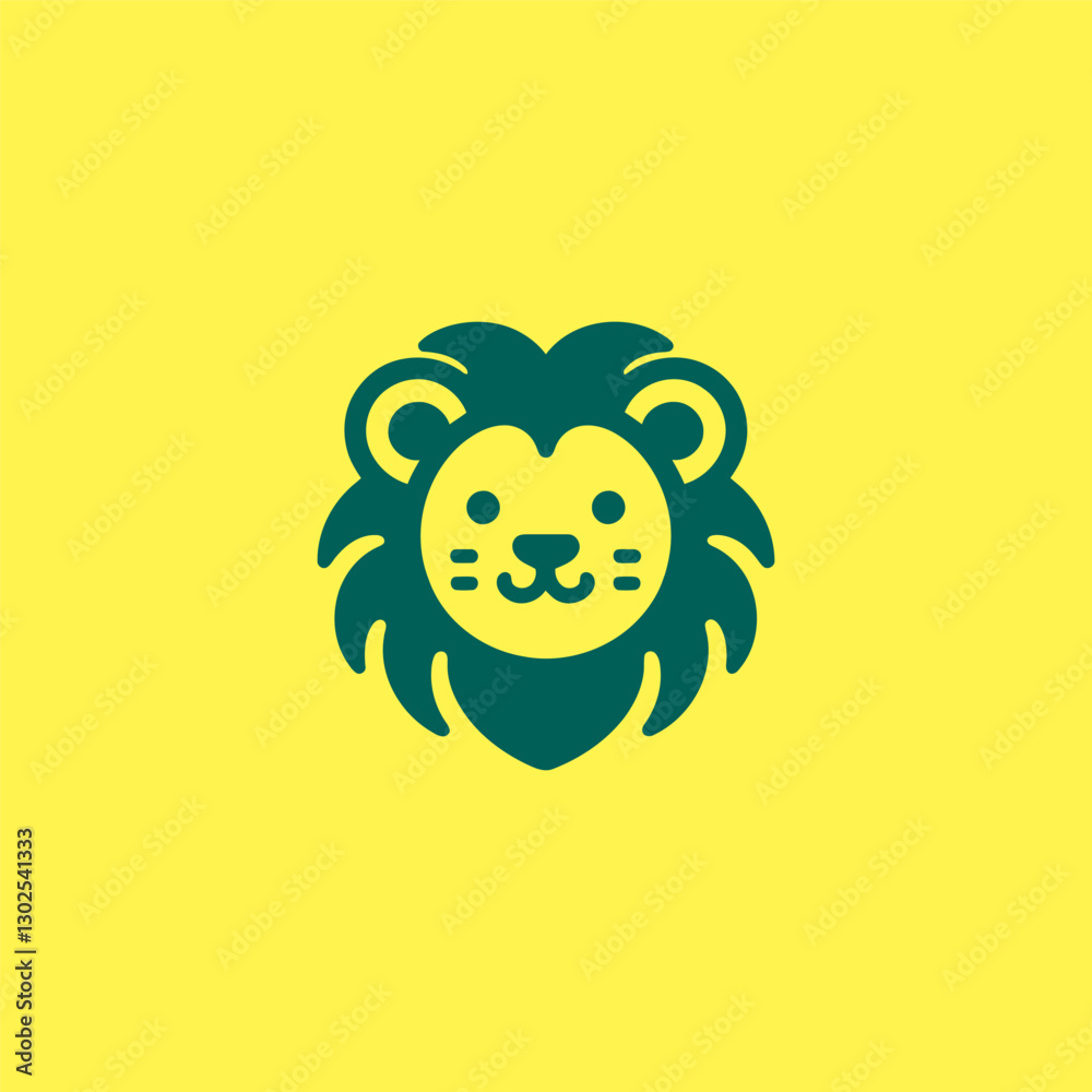 Fotografie Cute Lion Logo – A playful lion logo with soft lines, representing courage and charm