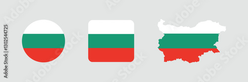 
Vector Bulgaria National Flag icon collection. Flag set of Bulgaria various styles.

