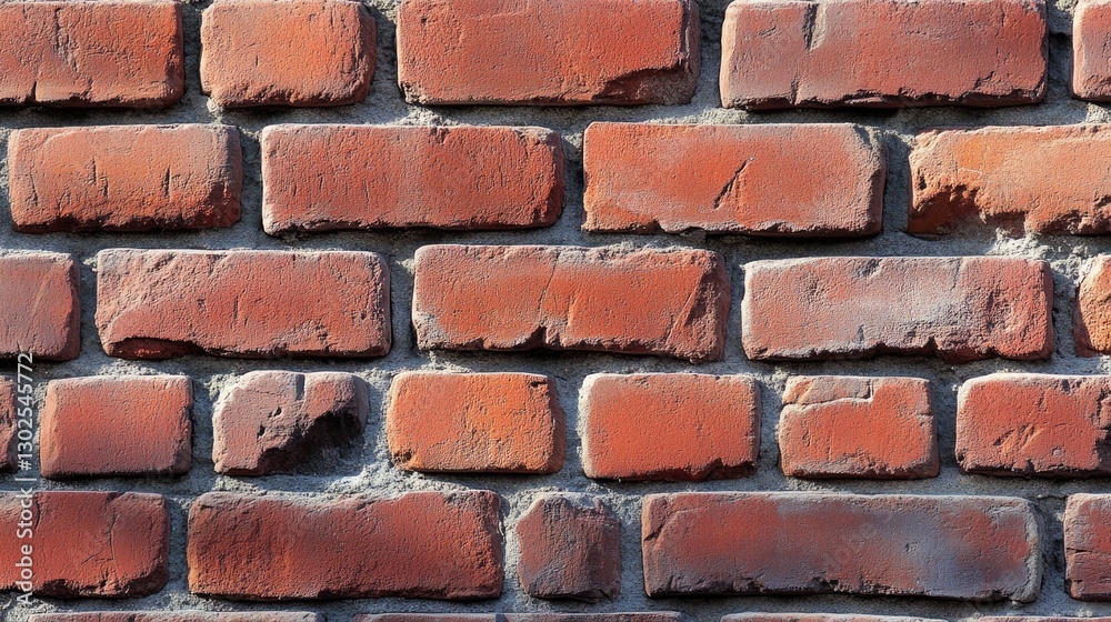 Obraz premium Red bricks arranged in a staggered pattern, creating a classic and sturdy brick wall.