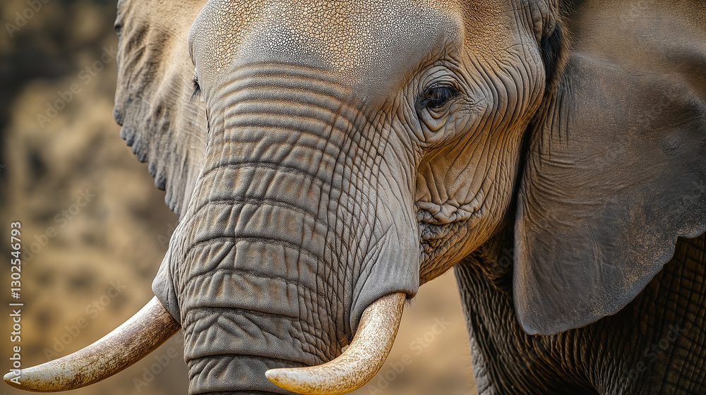 Obraz premium Elephant with large ears and tusks in a wildlife park