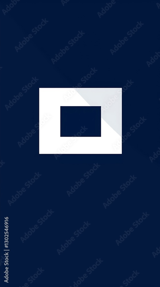 A Minimalist Background Featuring A Single, Bold Geometric Shape In Bright White Against A Deep Navy Blue Backdrop, Clean Lines, Sharp Contrast, Vector Art.