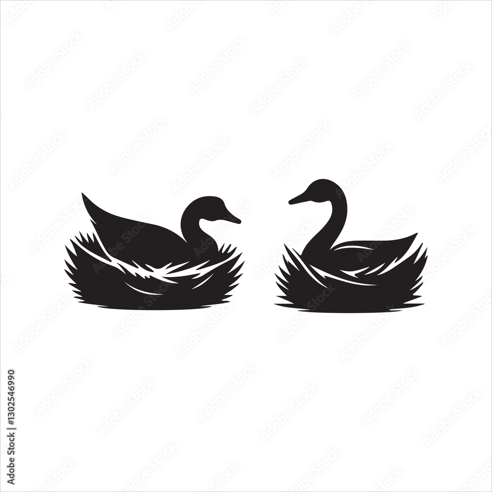 Obraz premium two swans on a black