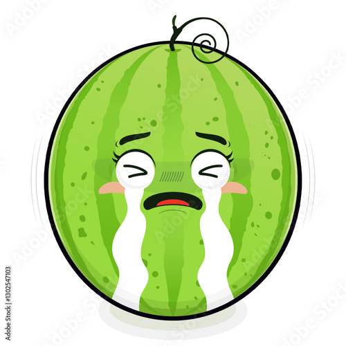 watermelon crying face cartoon cute