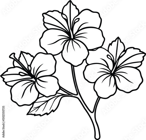 Vibrant Hibiscus Line Art Vector - A Stunning Floral Design Perfect for Artistic Creations