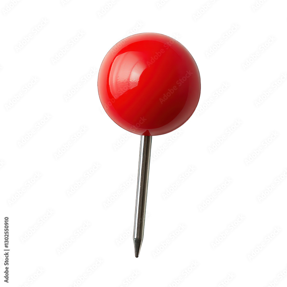 A bright red push pin, simple yet striking, perfect for marking important notes or memories, isolated on a white background. A bright red push pin, simple yet striking, perfect for marking important notes or memories, isolated on a white background.