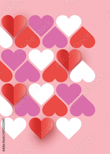 Abstract background with paper cut heart. Abstract design or Valentine’s Day, Mother’s Day and Women’s Day. Vector illustration