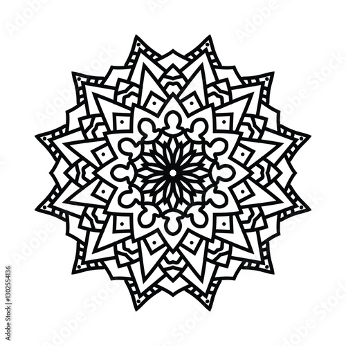 Circular pattern in form of mandala for Henna, Mehndi, tattoo, decoration. Decorative ornament in ethnic oriental style. Flower Mandala. Oriental pattern, Coloring book page.