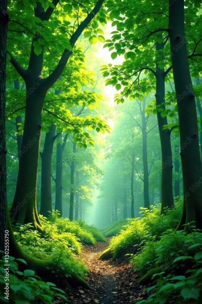 Obraz premium Dense forest foliage with leaves and branches isolated on white background, leaves, plant life, nature photography