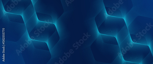 Abstract banner design. Shiny blue diagonal lines on dark blue background. Modern graphic. Futuristic technology concept