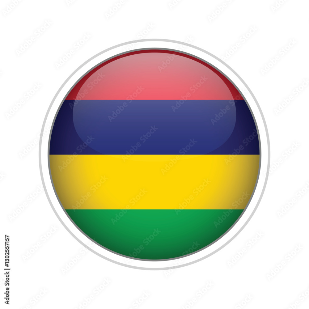 Glossy 3D vector flag of Mauritius with modern design