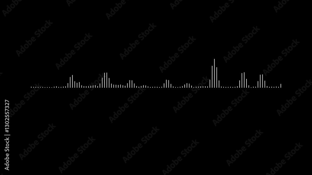 Horizontal line Audio music timeline bar moving line with track on a black background, Audio waveform equalizer spectrum, Music equalizer, Sound visualization, digital audio spectrum wave effect