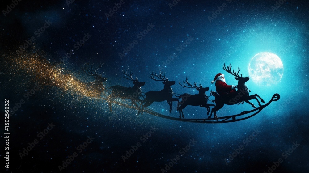 Naklejka premium Santa's Night Flight
