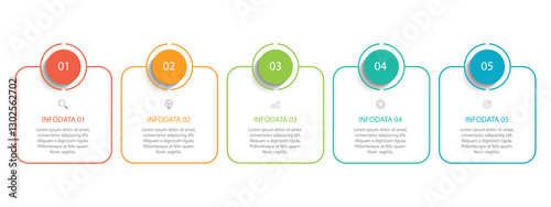 Infographic template five option, process or step for business.