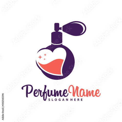 Perfume with Love logo design vector illustration. Perfume logo concept template