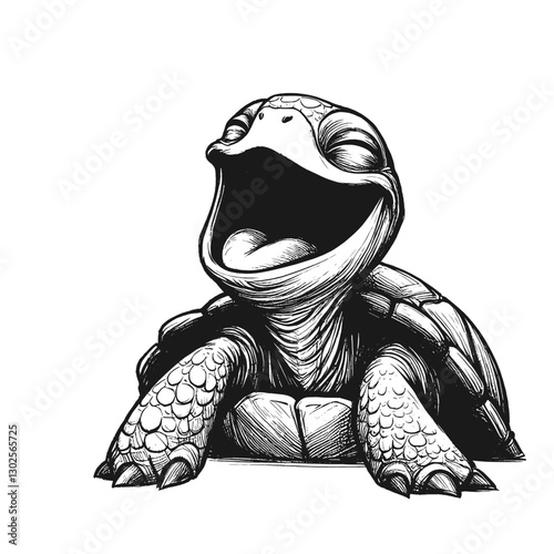 Turtle laugh line art drawing ink sketch vector hand drawn illustration background when animals lol uncovering nature’s sense of humor
