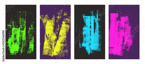 Grunge punk texture story. Distressed urban street background. Paint rolled brayer retro print. Graphic ruined hand drawn abstract backdrop. Screen with linocut bright. Vector overlay poster set.