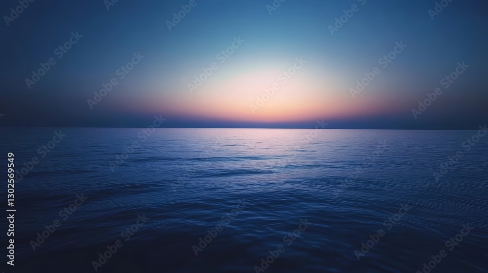 Obraz premium Gentle twilight embraces a calm sea with pastel horizon glow 
