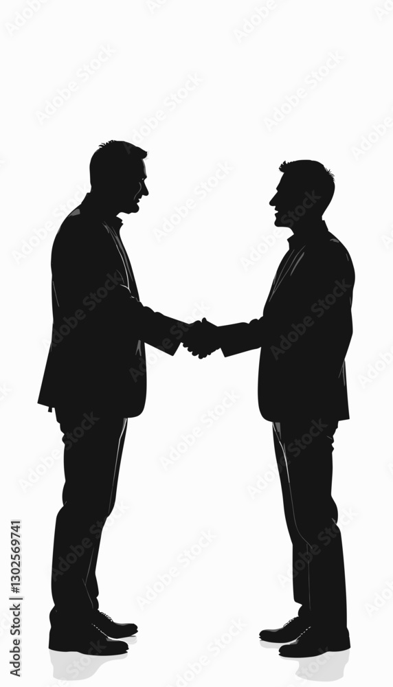 Two business professionals shaking hands in minimalistic style Two business professionals shaking hands in minimalistic style