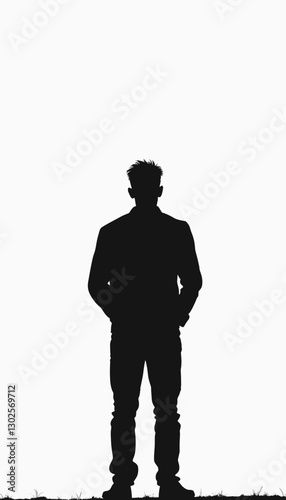 Person in solitude with a blank background