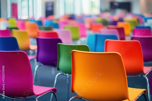 Vibrant Chairs Set for Business Conference in Modern Space