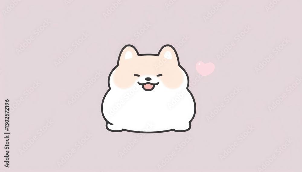Cute Cartoon Dog Character with Soft Colors and Happy Expression Cute Cartoon Dog Character with Soft Colors and Happy Expression