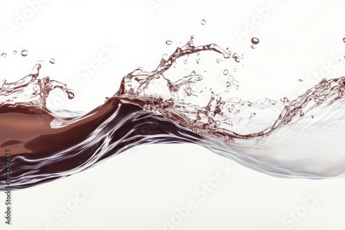 Dynamic Water Splash in Shades of Brown and Clear Liquid Against White Background