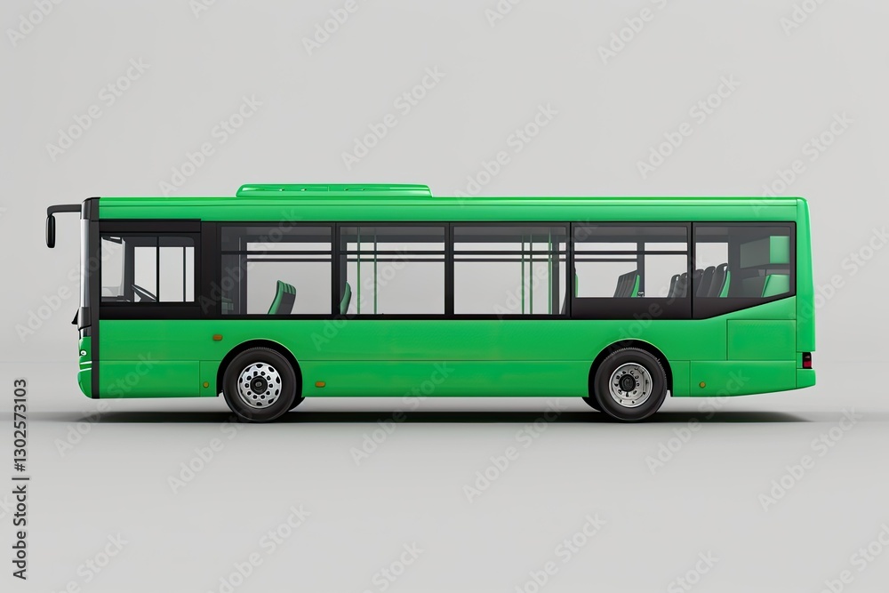 High Resolution Visual of Isolated Realistic Green Bus From Left Side View High Resolution Visual of Isolated Realistic Green Bus From Left Side View