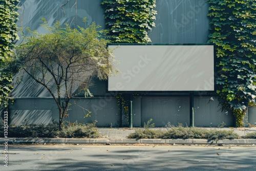 Empty Billboard Mockup at Footpath or at Roadside in City Side View Blank Billboard in City
