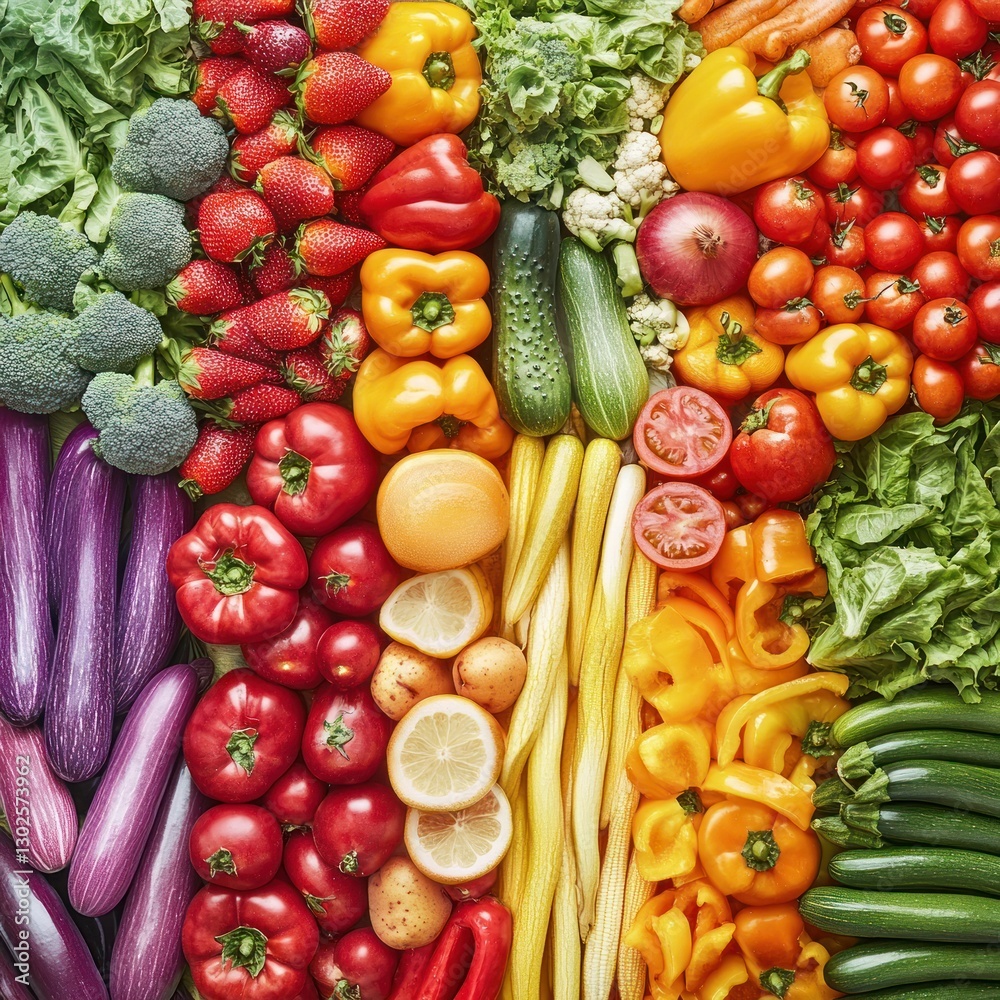 Vibrant Rainbow of Fresh Produce: A Colorful Culinary Delight Vibrant Rainbow of Fresh Produce: A Colorful Culinary Delight