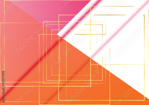 Abstract Geometric Color Overlay Gradient Background with Gold Frames. illustration vector design