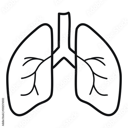 Lungs icon. Outline respiratory organ glyph for web design isolated on white background.