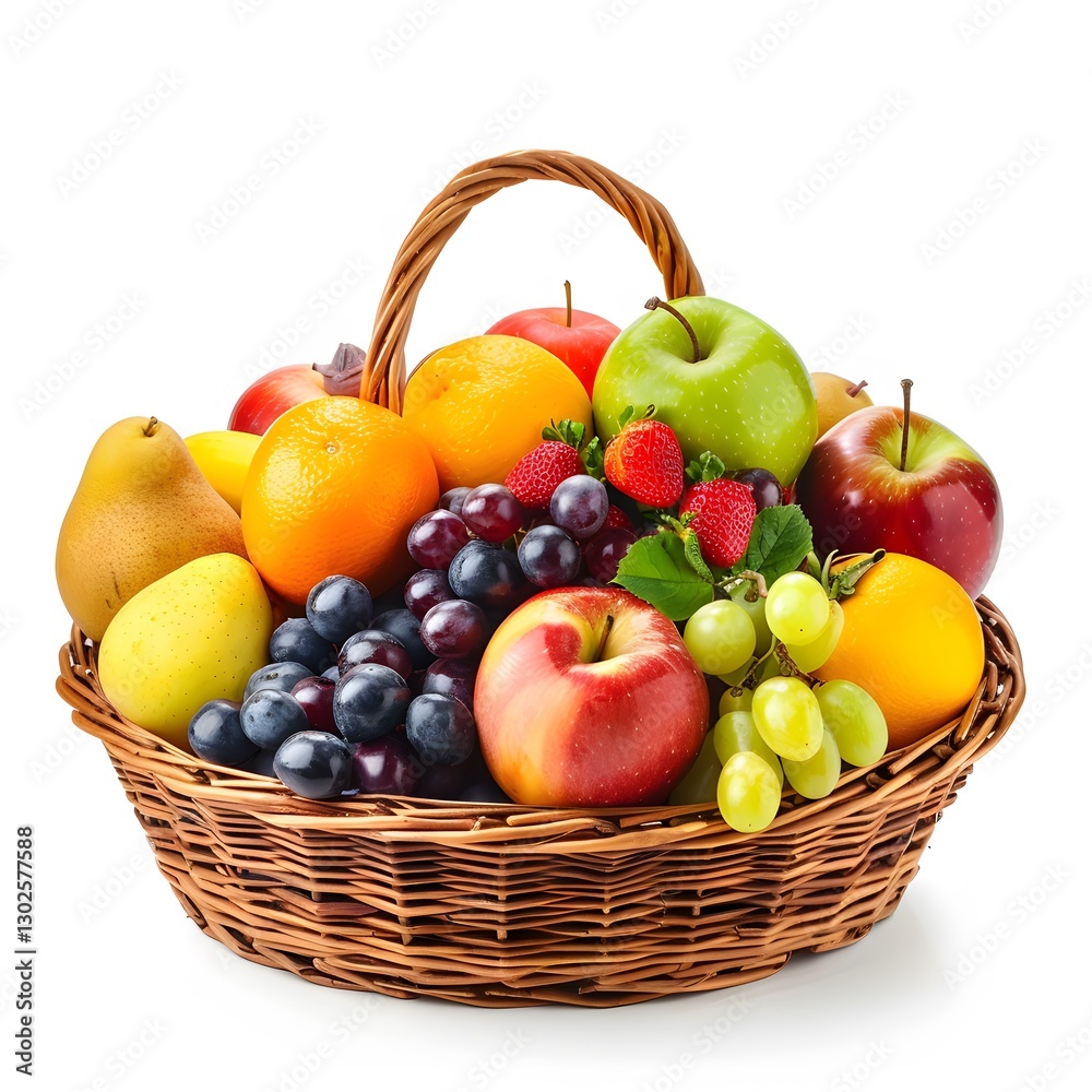 Fresh Fruit Basket with Variety of Colorful Fruits and Berries Fresh Fruit Basket with Variety of Colorful Fruits and Berries