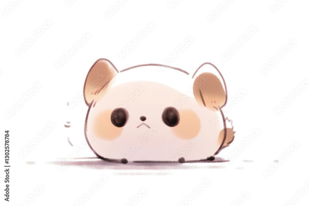 Cute Cartoon Dog Character with Big Eyes and Fluffy Appearance