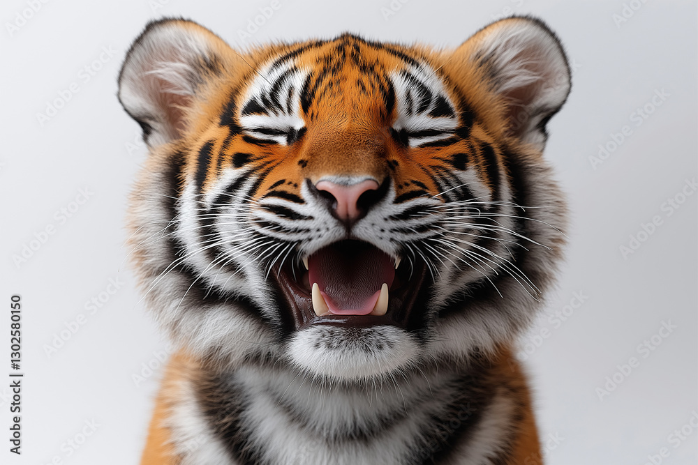 Fototapeta premium Portrait of a baby bengal tiger isolated on white background