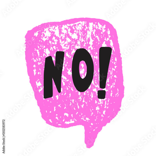 Speech thinking bubble with No sign. Curse crayon doodle text. Negative reply on chat dialog cloud. Vector denial hand drawn illustration.