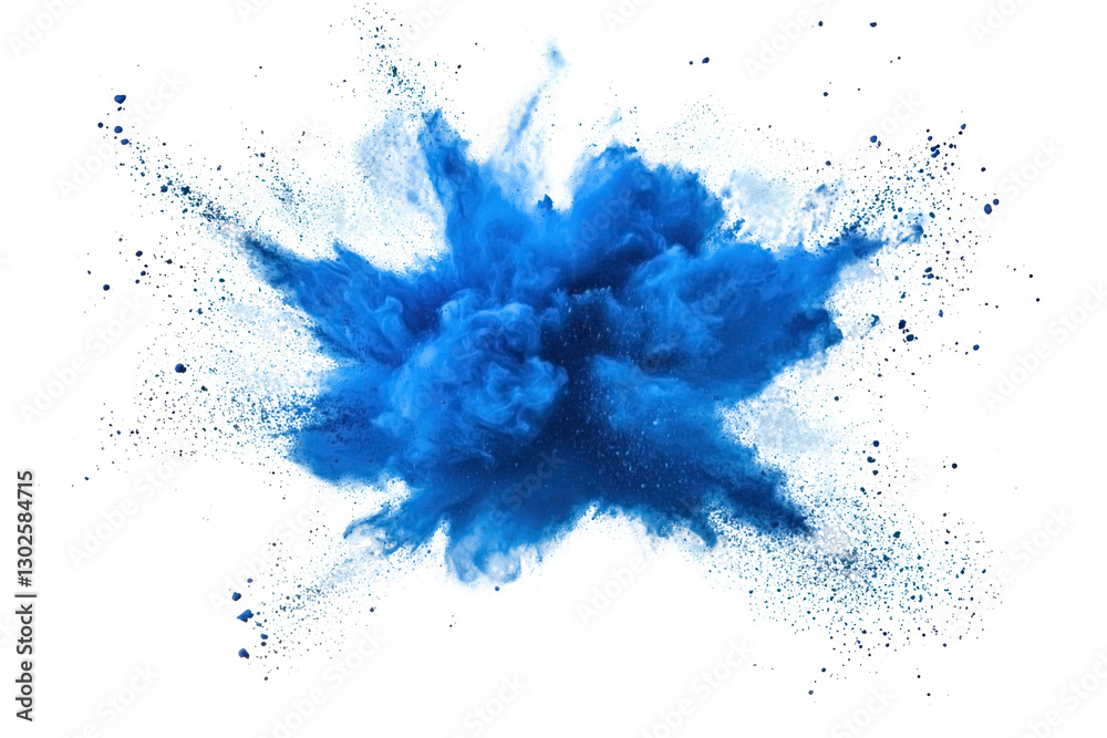 Blue powder explosion, isolated on transparent background Blue powder explosion, isolated on transparent background