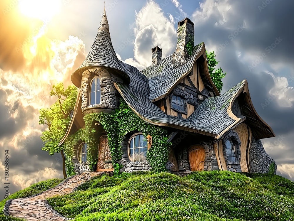 Fototapeta premium Wizard House with magical motifs and a mystical atmosphere