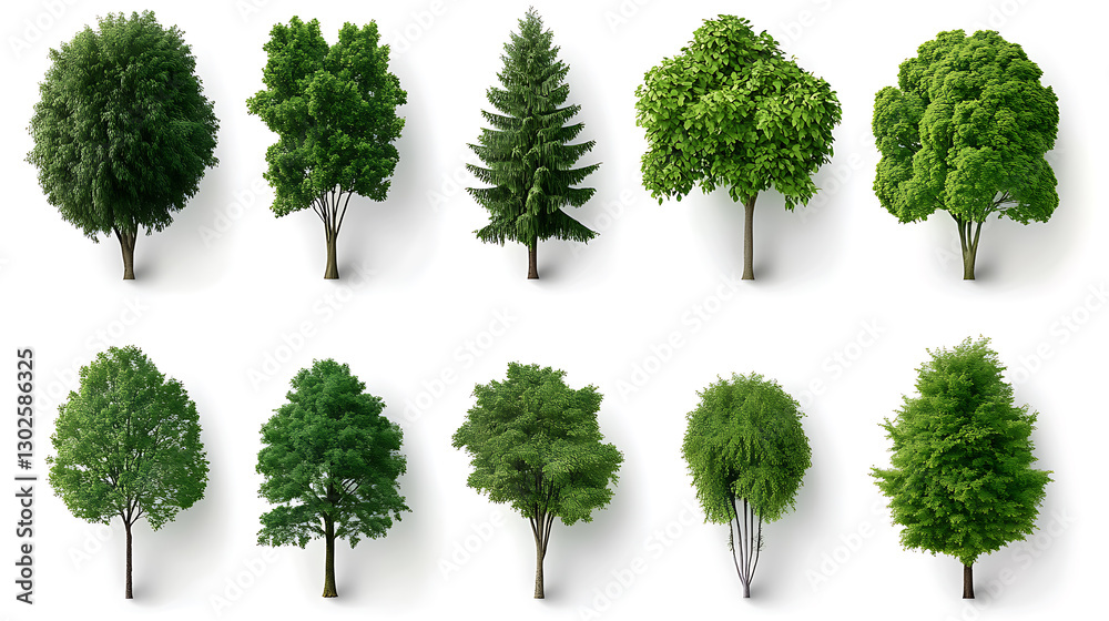 Fototapeta premium Diverse tree varieties display natural environment plant life forest viewpoint greenery concept