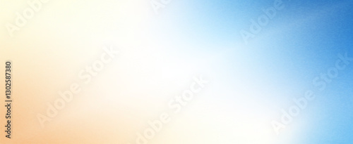 Blur beach gradient. Gradation blue and orange beige background with noise. Grainy abstract backdrop sea water and sand. Ocean wave. Vector tropical summer calm cover illustration.