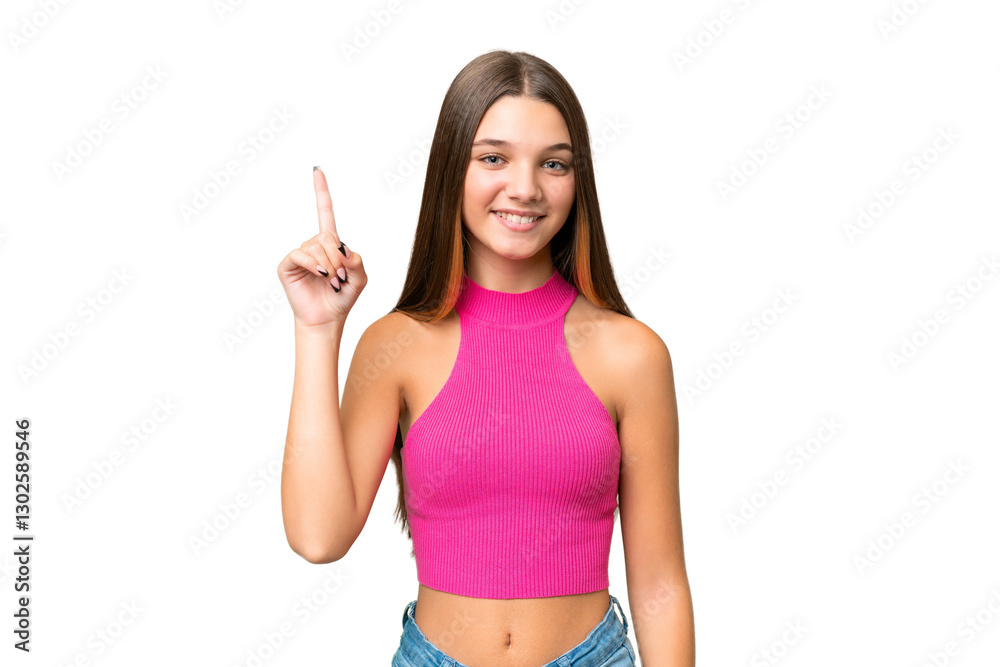 Teenager caucasian girl over isolated background pointing up a great idea Teenager caucasian girl over isolated background pointing up a great idea