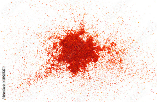 Pile of red paprika powder isolated on white background, clipping