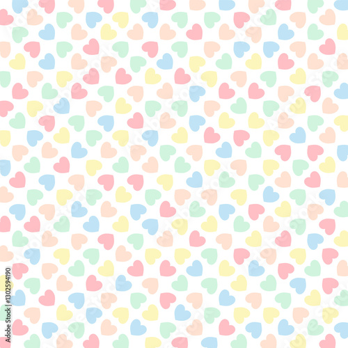 Wallpaper Mural Cute pastel color hearts on white background arranged in seamless line pattern. Valentine's Day theme for cards, wedding invitations, scrapbooks, wrapping paper, fashion textiles, and stationery. Torontodigital.ca