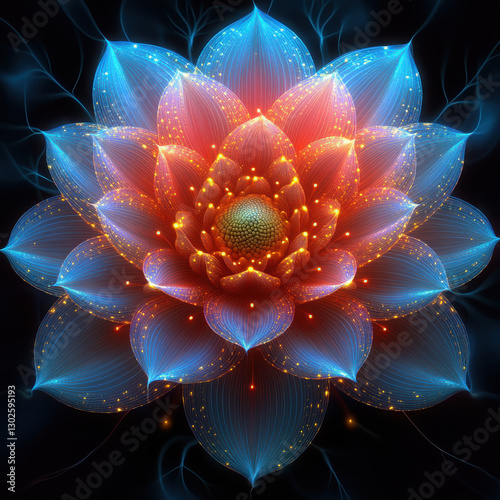 Glowing Dahlia Flower with Luminescent Petals