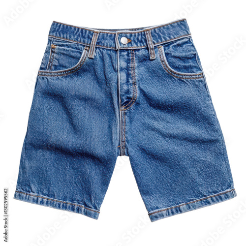 A pair of blue jean shorts isolated on white background, PNG
