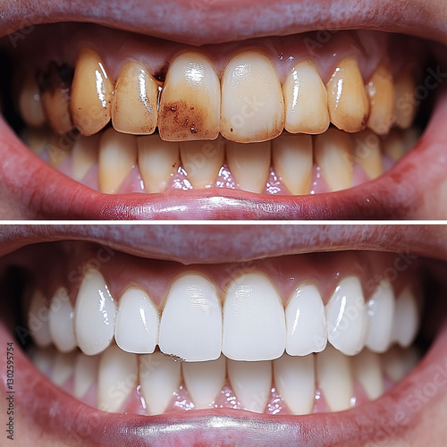 Quincy Open Mouth Smiling Before and After Yellow Dirty Teeth