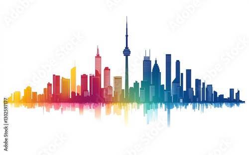 Colorful Toronto Skyline Cityscape Urban Panorama