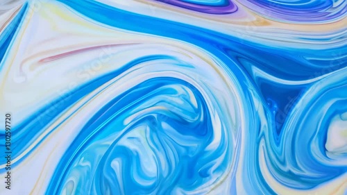 Dynamic swirling blue and white abstract fluid motion background