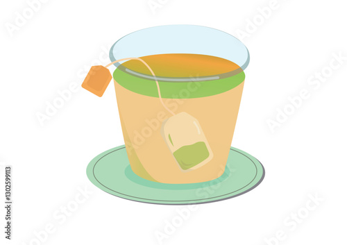 A glass of tea water with tea bags. Tea making process with tea bags.