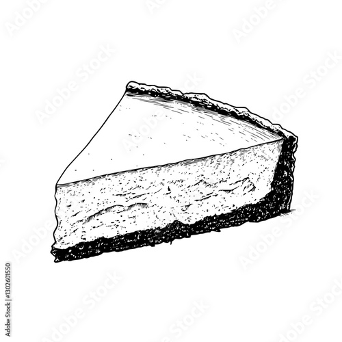 Delicious slice of cheesecake illustration showcasing dessert details with a graham cracker crust