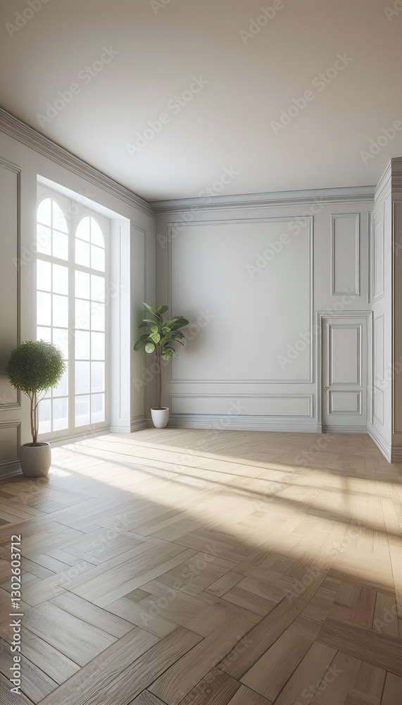 Fototapeta premium modern living room with wooden floor